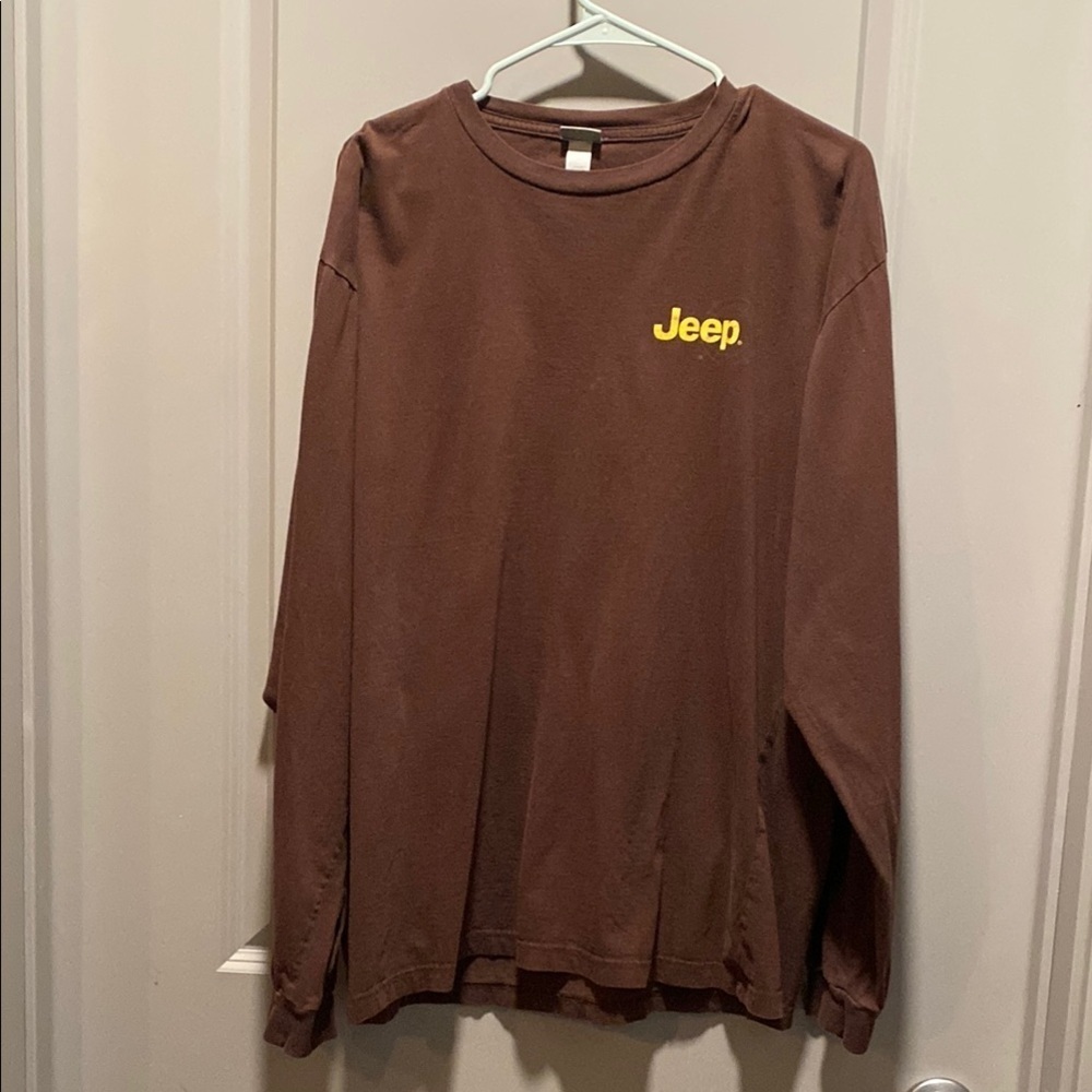 Jeep Brown Long Sleeve Shirt XL Yellow Logo